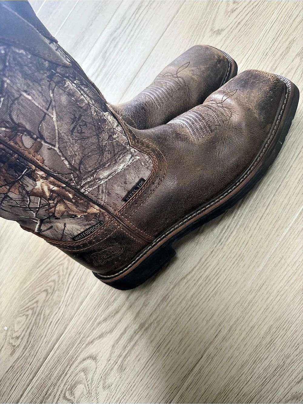 Justin Stampede Camo Western Boots Brown US 11.1/2 D